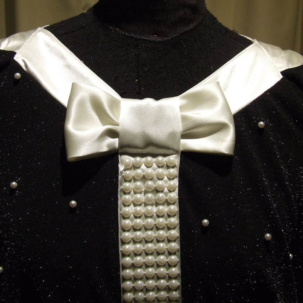 New Black and White Evening Stretchy Custom Made Dress in Chanel Style